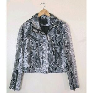 BLANKNYC Snakeskin Moto Jacket Vegan Leather Cropped Biker Medium Revolve